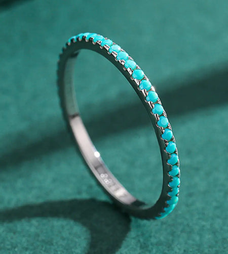 925 Sterling Silver Artificial Turquoise Ring
