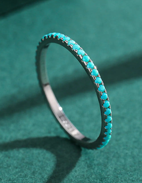 Load image into Gallery viewer, 925 Sterling Silver Artificial Turquoise Ring
