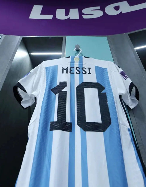 Load image into Gallery viewer, Messi #10 Premium Soccer 2022 Argentina World Cup Champions - Home Jersey by Adidas
