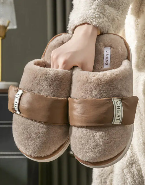 Load image into Gallery viewer, Autumn And Winter Indoor Home Slipper Plus Velvet Warm Couple Bedroom Cotton Shoes
