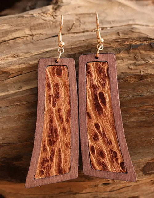 Load image into Gallery viewer, Geometrical Shape Wooden Dangle Earrings
