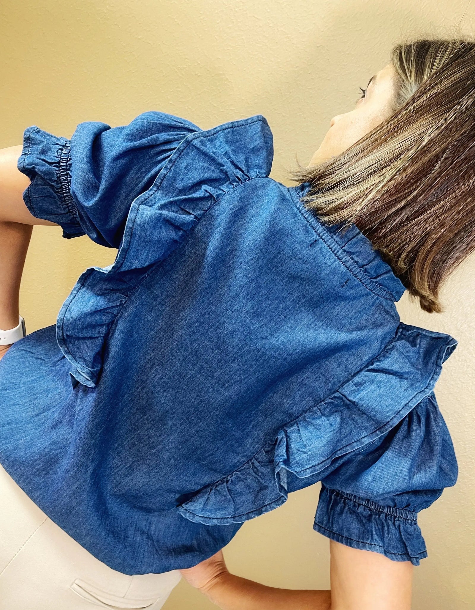 Ruffle Denim Top