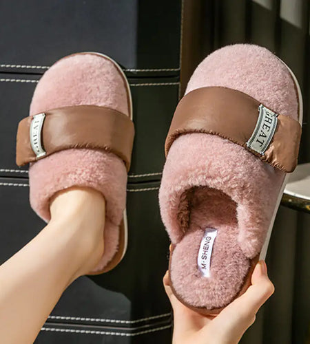 Autumn And Winter Indoor Home Slipper Plus Velvet Warm Couple Bedroom Cotton Shoes