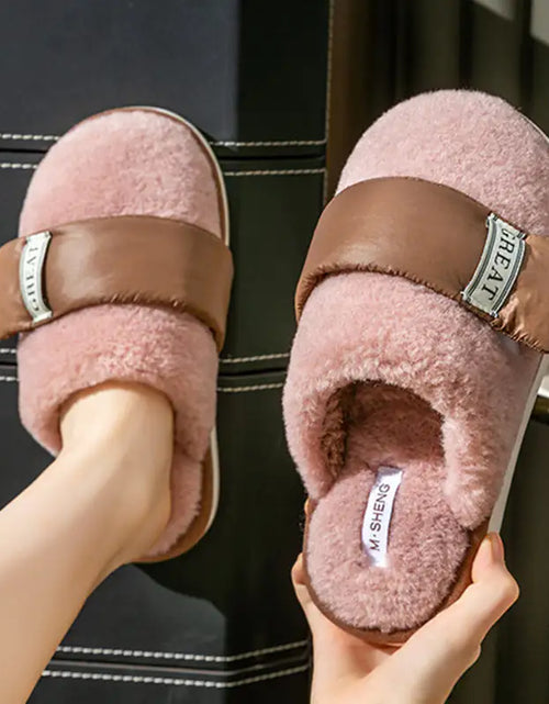 Load image into Gallery viewer, Autumn And Winter Indoor Home Slipper Plus Velvet Warm Couple Bedroom Cotton Shoes
