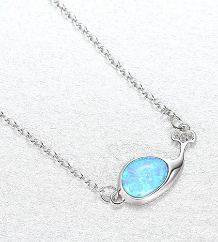 Opal Dolphin 925 Sterling Silver Necklace