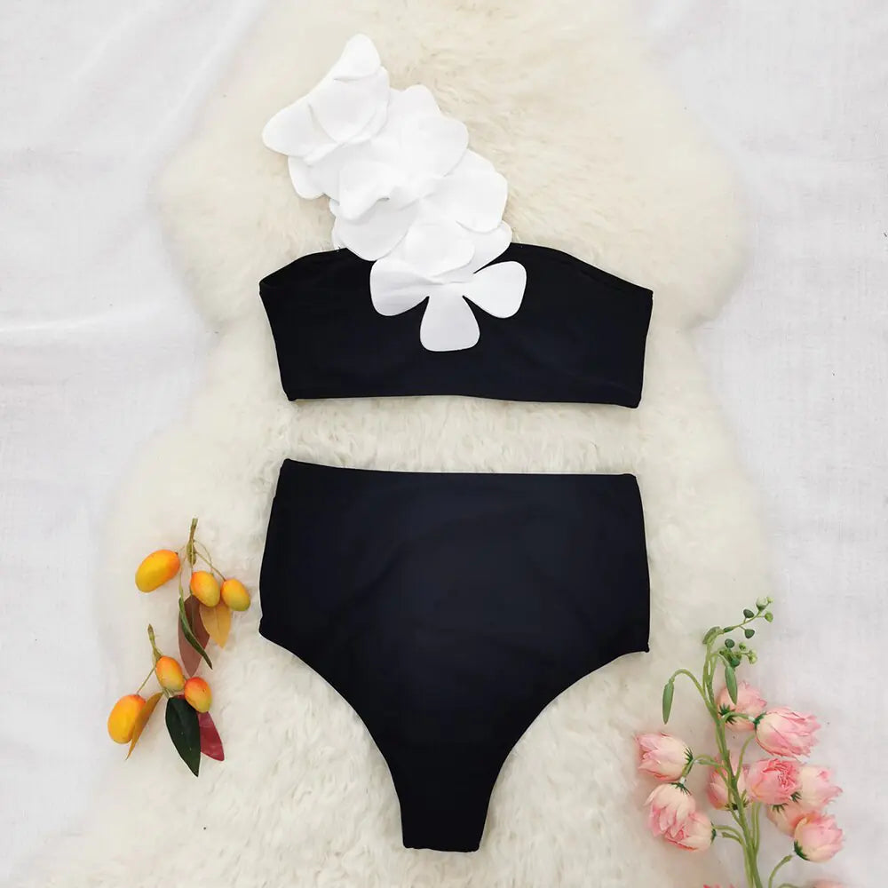 Flower Bandeau Brazilian Bikini Set