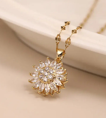 Double-layer Rotatable Sunflower Necklaces