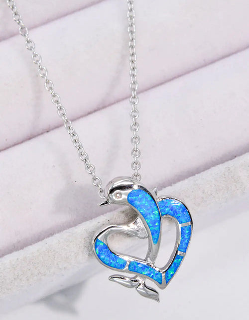 Load image into Gallery viewer, Opal Dolphin Heart Chain-Link Necklace
