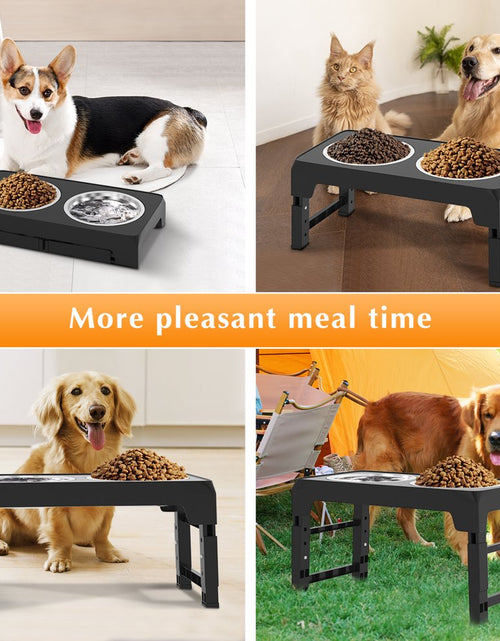 Load image into Gallery viewer, Elevated Dog Bowls with 2 Thick 1.22L Stainless Steel Dog Food Bowls, Raised Dog Bowl Adjusts to 5 Heights (3.2&quot;, 8.7&quot;, 9.8&quot;, 11&quot;, 12.2&quot;) for Pets Small Medium Large Dogs, Puppy and Cats
