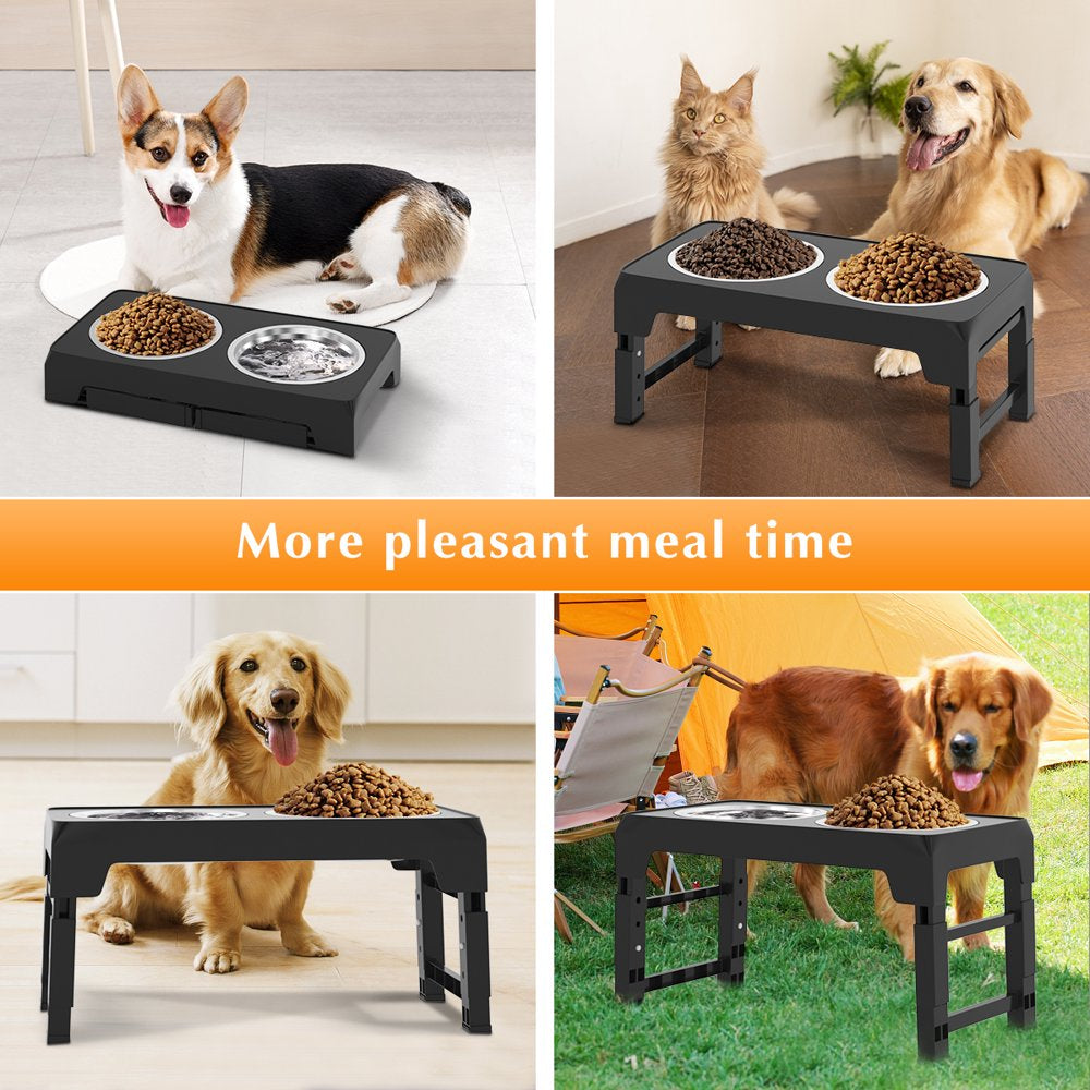 Elevated Dog Bowls with 2 Thick 1.22L Stainless Steel Dog Food Bowls, Raised Dog Bowl Adjusts to 5 Heights (3.2", 8.7", 9.8", 11", 12.2") for Pets Small Medium Large Dogs, Puppy and Cats