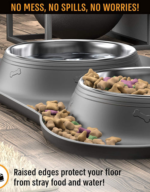 Load image into Gallery viewer, Dog Bowl Set, Stainless Steel No Spill Mess-Proof Food &amp; Water Dog Food Bowls with Skid Resistant Silicone Mat, Dog Bowls Small Size Dog, Medium, &amp; Large, Pet Puppy Bowls &amp; Dog Dishes
