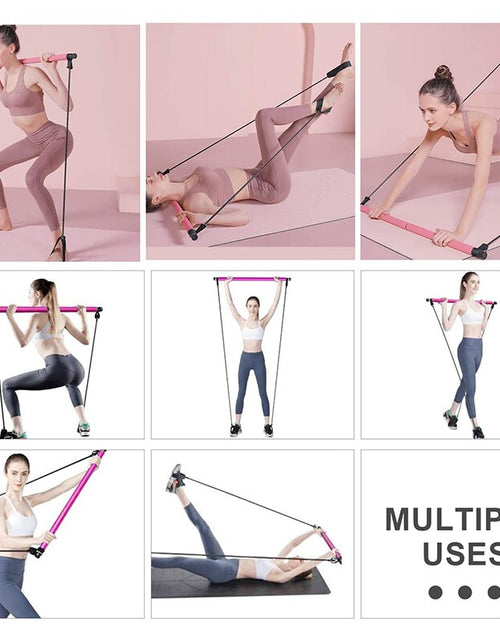 Load image into Gallery viewer, Multifunctional Pilates Bar Combination Fitness Bar Yoga Chest Expansion Tension Rope Back Trainer Elastic Rope Stretching Belt
