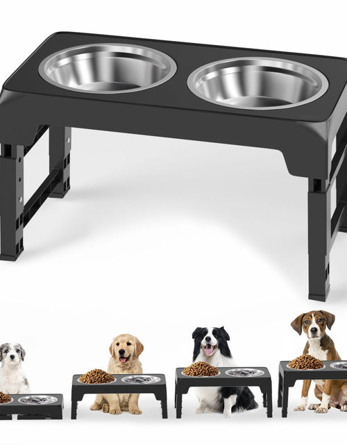 Load image into Gallery viewer, Elevated Dog Bowls with 2 Thick 1.22L Stainless Steel Dog Food Bowls, Raised Dog Bowl Adjusts to 5 Heights (3.2&quot;, 8.7&quot;, 9.8&quot;, 11&quot;, 12.2&quot;) for Pets Small Medium Large Dogs, Puppy and Cats
