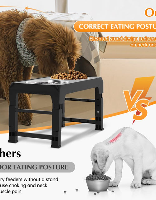 Load image into Gallery viewer, Elevated Dog Bowls with 2 Thick 1.22L Stainless Steel Dog Food Bowls, Raised Dog Bowl Adjusts to 5 Heights (3.2&quot;, 8.7&quot;, 9.8&quot;, 11&quot;, 12.2&quot;) for Pets Small Medium Large Dogs, Puppy and Cats
