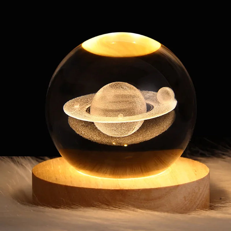 Luminous Ball Night Light Nebula Saturn Ferris Wheel Moon Crystal Projection Atmosphere Light for Christmas Birthday Kid Gift