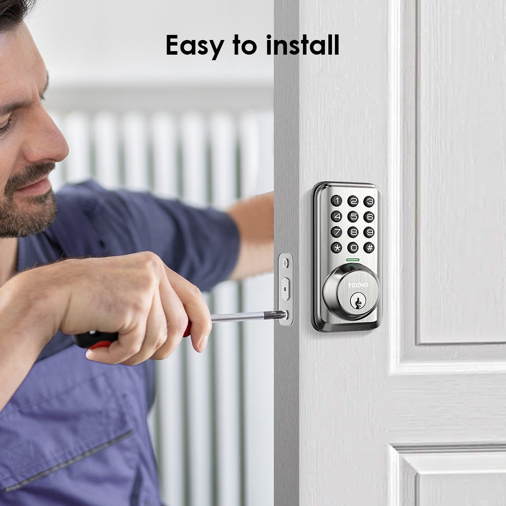 Keypad Keyless Entry Smart Electronic Digital Deadbolt Door Lock for Front Door - Satin Nickel