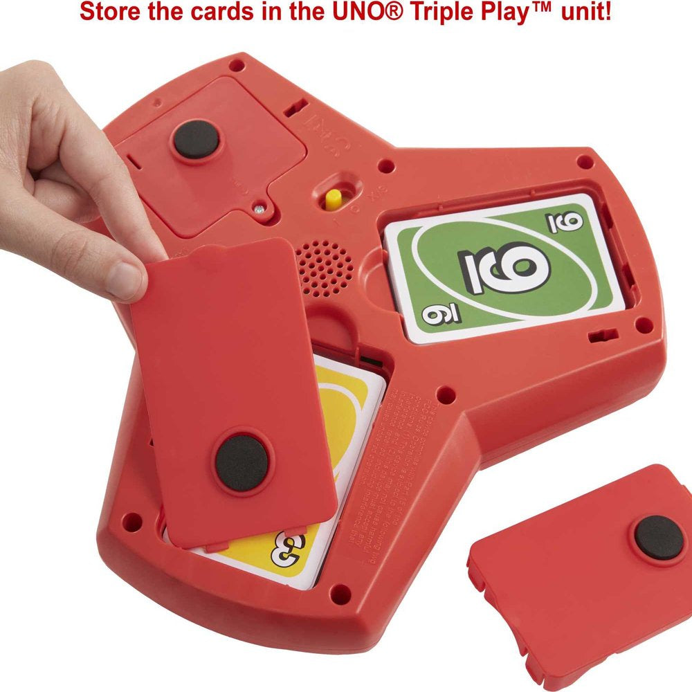 Triple Play Card Game for Family Night Featuring 3 Discard Piles, Lights & Sounds