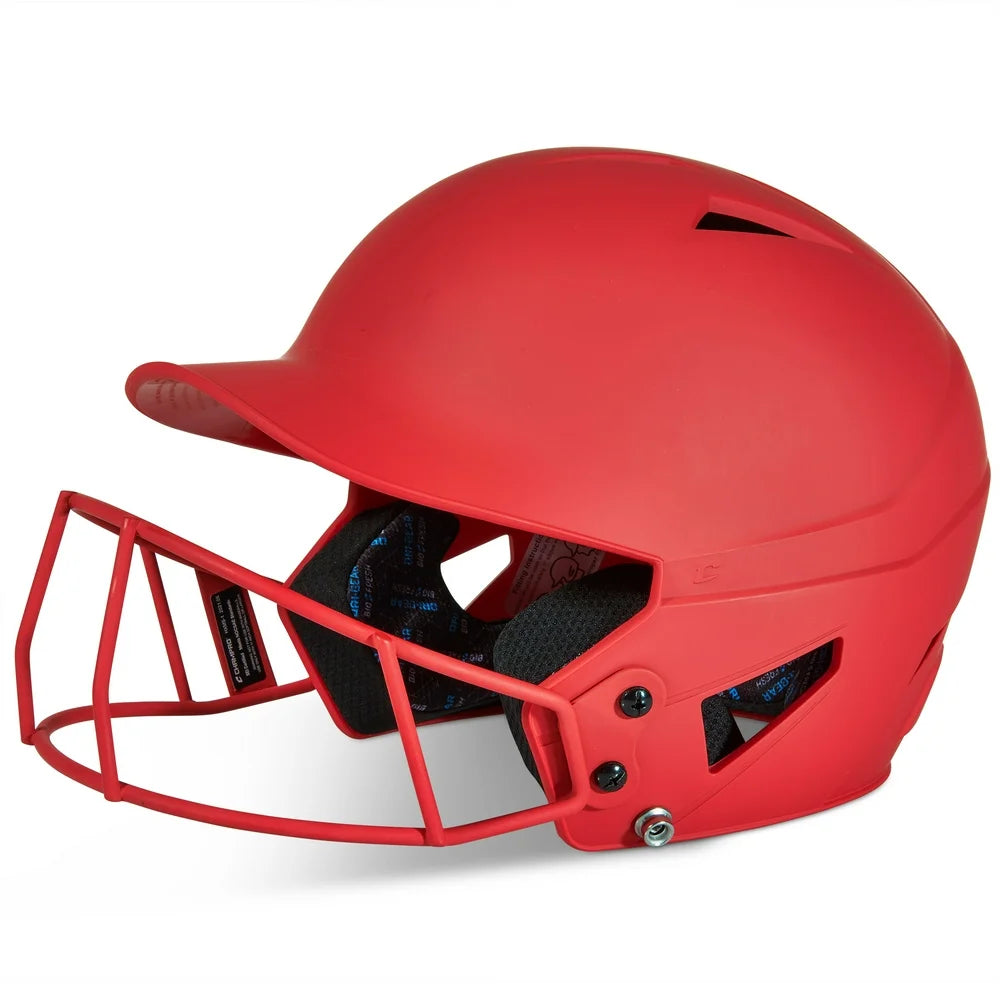 HX Rise Fastpitch Batting Helmet with Facemask, Medium, Scarlet