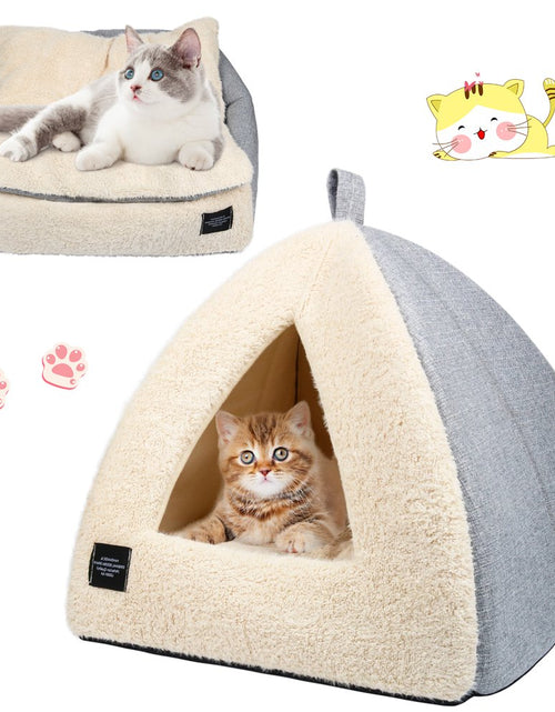 Load image into Gallery viewer, Cat Bed for Indoor Cats - Pet Cave Bed Cat Cave Bed Cat House Cat Tent with Removable Washable Cushioned Pillow, Soft and Self Warming Kitten Beds &amp; Furniture, Pet Bed
