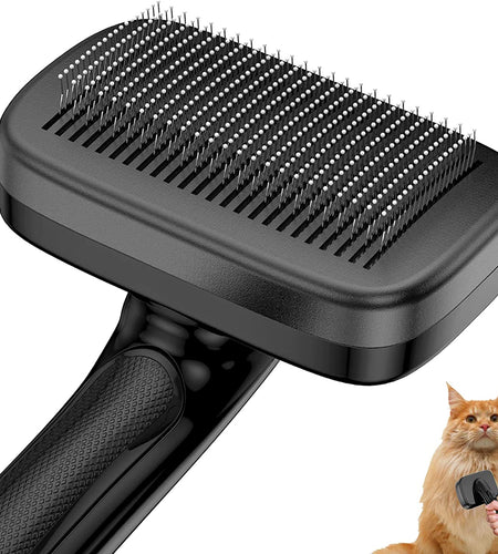 Dogs Cats Self Cleaning Slicker Brush for Shedding and Grooming Long Short Hair, Pain-Free Removes Loose Undercoat, Tangles, Knots with Massage Particles for Small Medium Large for All Hair Types