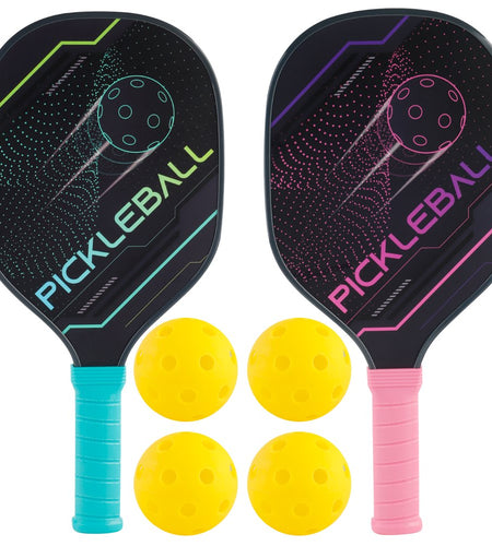 Pickleball Paddles Set Pickle Ball Paddle Set of 2 with 4 Pickleball Balls and Bag, Pickleball Rackets Gifts for Women Men Beginners