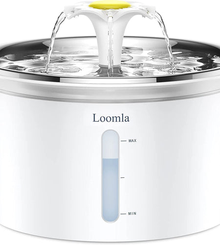 Cat Water Fountain, 85Oz/2.5L Pet Water Fountain Indoor, Automatic Dog Water Dispenser with Switchable LED Lights, 2 Replacement Filters for Cats, Dogs, Pets（Stainless Steel）