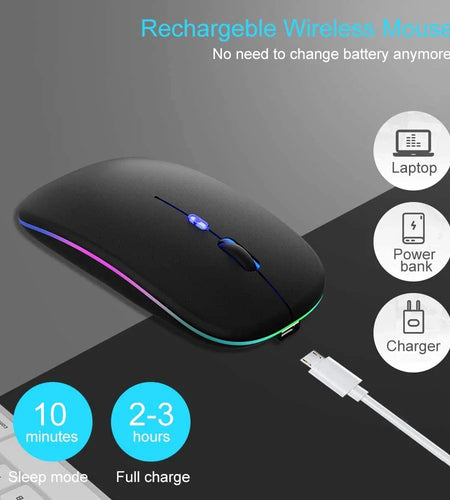 Wireless Mouse Bluetooth--Compatible RGB Rechargeable Mouses Wireless Computer Silent Mice LED Backlit Ergonomic Gaming Mouse