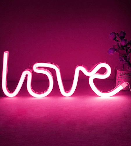 Love Neon Light, Cute Neon Love Sign, Battery or USB Powered Night Light as Wall Decor for Kids Room, Bedroom, Festival, Party (Pink)