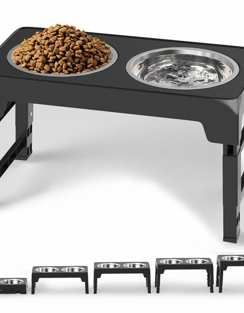 Load image into Gallery viewer, Elevated Dog Bowls with 2 Thick 1.22L Stainless Steel Dog Food Bowls, Raised Dog Bowl Adjusts to 5 Heights (3.2&quot;, 8.7&quot;, 9.8&quot;, 11&quot;, 12.2&quot;) for Pets Small Medium Large Dogs, Puppy and Cats
