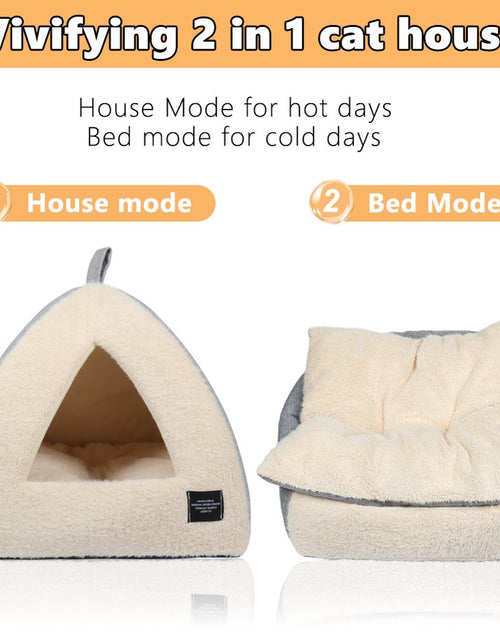 Load image into Gallery viewer, Cat Bed for Indoor Cats - Pet Cave Bed Cat Cave Bed Cat House Cat Tent with Removable Washable Cushioned Pillow, Soft and Self Warming Kitten Beds &amp; Furniture, Pet Bed
