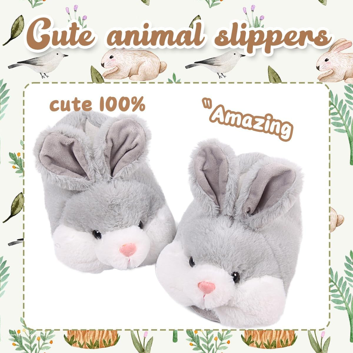 Classic Bunny Slippers for Women Funny Animal Slippers for Girls Cute Plush Rabbit Slippers Easter Gifts