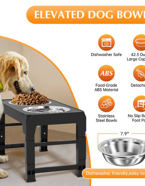 Load image into Gallery viewer, Elevated Dog Bowls with 2 Thick 1.22L Stainless Steel Dog Food Bowls, Raised Dog Bowl Adjusts to 5 Heights (3.2&quot;, 8.7&quot;, 9.8&quot;, 11&quot;, 12.2&quot;) for Pets Small Medium Large Dogs, Puppy and Cats
