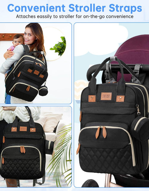 Load image into Gallery viewer, Diaper Bag Backpack, Baby Bag with Insulated Milk Bottle Pockets, Multifunctional Diaper Bags for Baby Girl Boy, Travel Large Capacity Bag with 13 Pockets &amp; Stroller Straps, Waterproof&amp;Stylish(Black)
