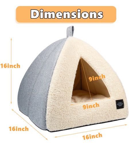 Cat Bed for Indoor Cats - Pet Cave Bed Cat Cave Bed Cat House Cat Tent with Removable Washable Cushioned Pillow, Soft and Self Warming Kitten Beds & Furniture, Pet Bed