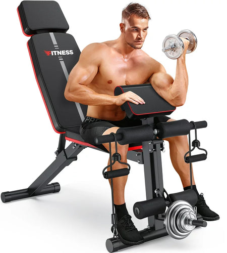 770 LB Adjustable Weight Bench Foldable Workout Bench Press for Full Body Strength Training, Incline Decline Bench with Fast Folding