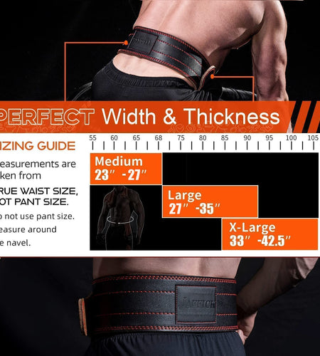 Genuine Leather Weight Lifting Belt (4 Inches Wide) Lower Back Support and Injury Prevention for Gym Fitness Workout Cross Training for Men Women - Squat Deadlift up to 800 Lbs