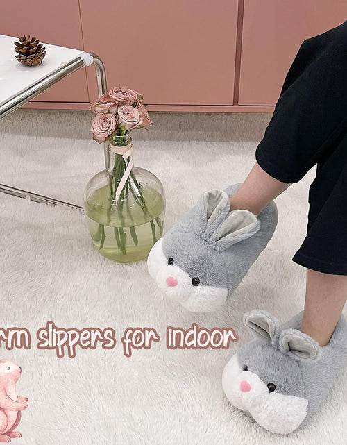 Load image into Gallery viewer, Classic Bunny Slippers for Women Funny Animal Slippers for Girls Cute Plush Rabbit Slippers Easter Gifts
