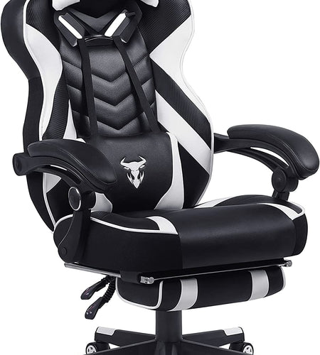 Gaming Chairs for Adults Black Recliner Computer Chair with Footrest Ergonomic PC Gaming Chair with Massage High Back Chair for Gaming Big and Tall Gamer Chair Large Computer Gaming Chair