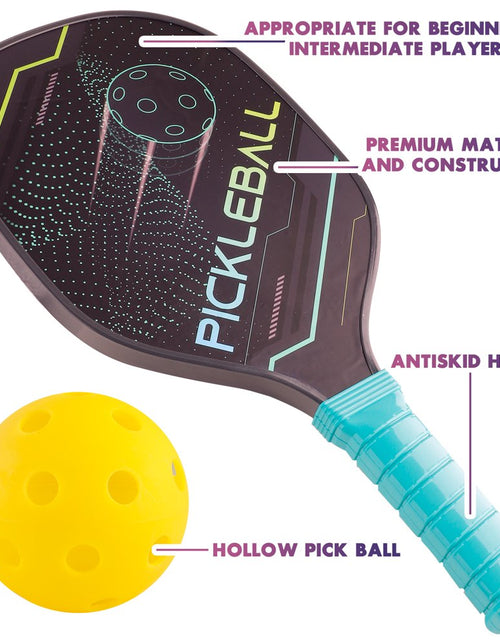 Load image into Gallery viewer, Pickleball Paddles Set Pickle Ball Paddle Set of 2 with 4 Pickleball Balls and Bag, Pickleball Rackets Gifts for Women Men Beginners
