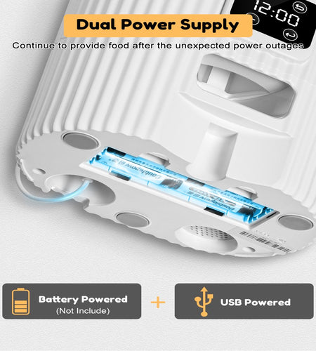 Automatic Cat Feeder, 3.5L Dual Power Pet Feeder Automatic Dry Food Dispenser, Control 1-4 Meals a Day, Automatic Dog Feeder