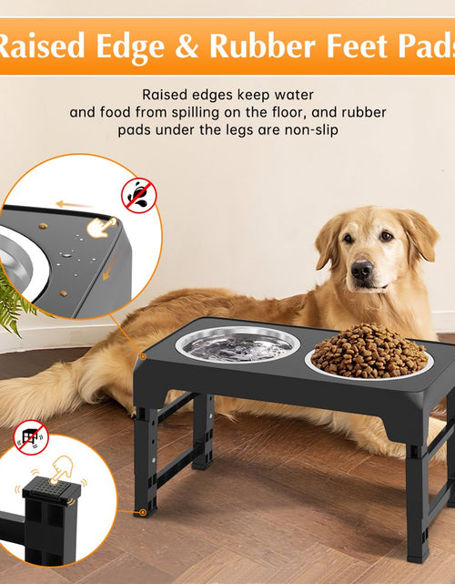 Load image into Gallery viewer, Elevated Dog Bowls with 2 Thick 1.22L Stainless Steel Dog Food Bowls, Raised Dog Bowl Adjusts to 5 Heights (3.2&quot;, 8.7&quot;, 9.8&quot;, 11&quot;, 12.2&quot;) for Pets Small Medium Large Dogs, Puppy and Cats
