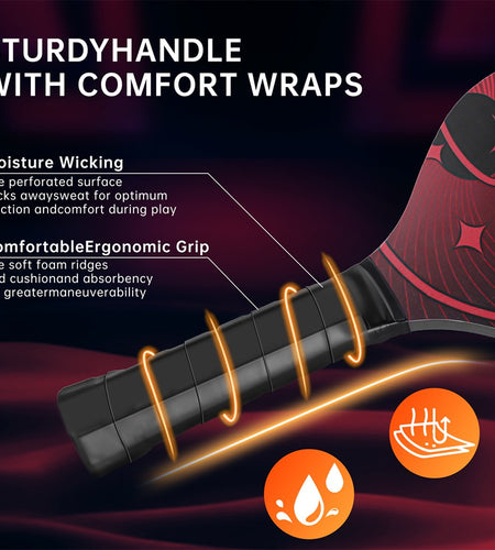 Pickleball Paddles, Pickle Ball Set with 2 Premium Wood Pickleball Paddles USAPA Approved, 4 Cooling Towels & Carring Bag, Ergonomic Cushion Grip, 2 Outdoor Balls 2 Indoor Balls for Men Women, Red