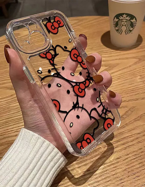 Load image into Gallery viewer, Sanrio Hello Kitty Bow Lovely Phone Case for Iphone 15 14 13 Pro Max 11 12 13 Pro X XR 7 8 plus Transparent Soft Cute Girl Y2K
