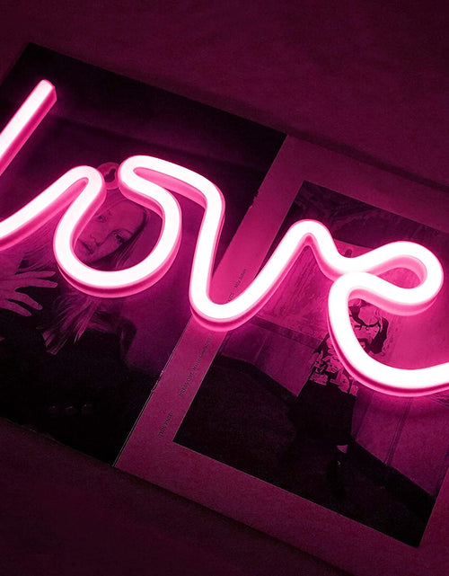 Load image into Gallery viewer, Love Neon Light, Cute Neon Love Sign, Battery or USB Powered Night Light as Wall Decor for Kids Room, Bedroom, Festival, Party (Pink)
