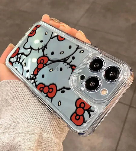 Sanrio Hello Kitty Bow Lovely Phone Case for Iphone 15 14 13 Pro Max 11 12 13 Pro X XR 7 8 plus Transparent Soft Cute Girl Y2K