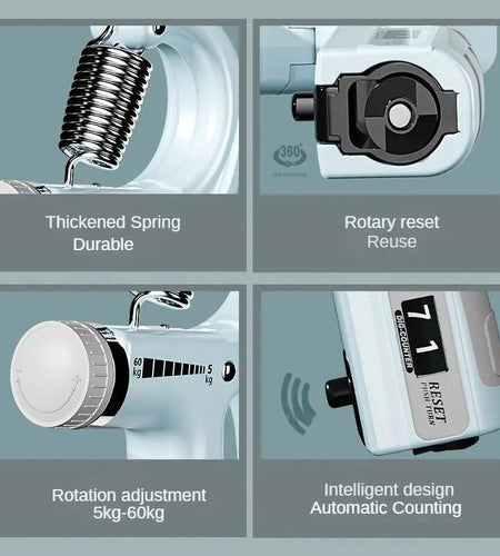 5-60Kg Adjustable Hand Grip Strengthener Hand Grip Trainer with Counter Wrist Forearm and Hand Exerciser for Muscle Building