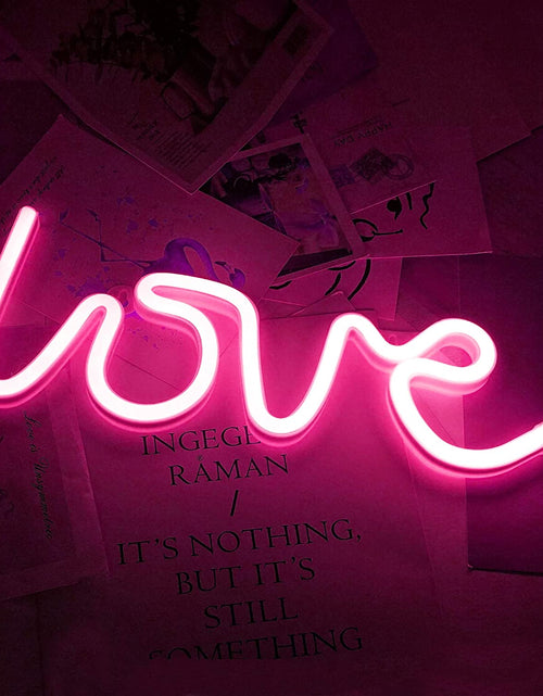 Load image into Gallery viewer, Love Neon Light, Cute Neon Love Sign, Battery or USB Powered Night Light as Wall Decor for Kids Room, Bedroom, Festival, Party (Pink)
