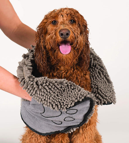Shammy Dog Towels for Drying Dogs - Heavy Duty Soft Microfiber Bath Towel - Super Absorbent, Quick Drying, & Machine Washable - Must Have Dog & Cat Bathing Supplies | Grey 13X31