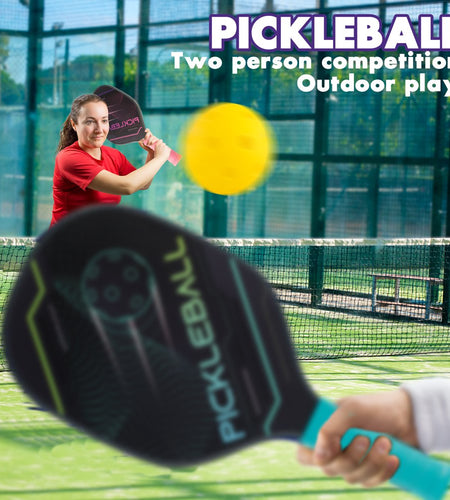 Pickleball Paddles Set Pickle Ball Paddle Set of 2 with 4 Pickleball Balls and Bag, Pickleball Rackets Gifts for Women Men Beginners