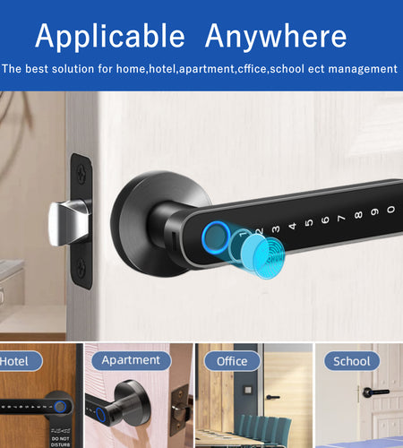 Smart Door Lock,Keyless Entry Door Lock with Handle,Fingerprint Door Lock with Tuya App,Smart Door Knob for Bedroom
